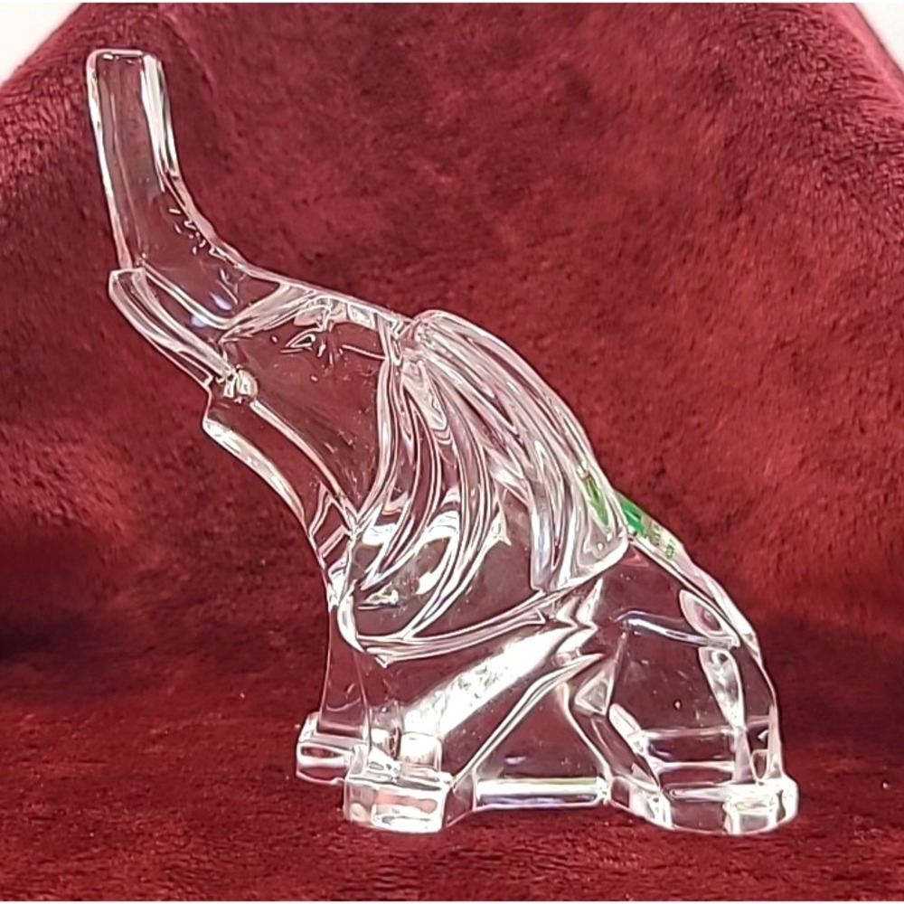 Kristalcolor Crstal Elephant 24% pbo‎ Made In Italy Paperweight Trunk Up